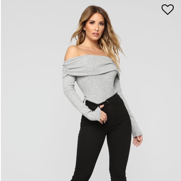 Fashion Nova Tops - Fashionnova Gray Sweater Bodysuit
